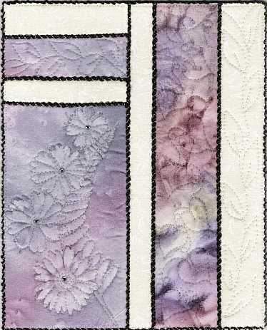 Lavender Daisies with Fern 8x10 Sunprint Mini Art Quilt, Sue Andrus Gardens